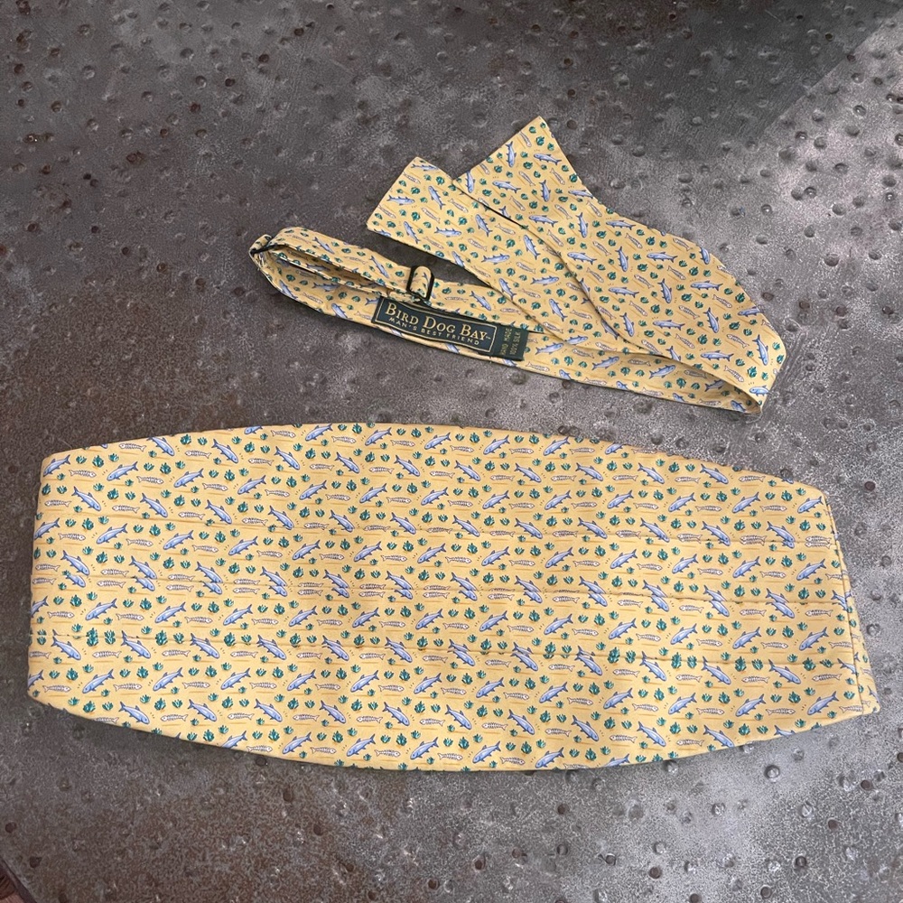 Bird Dog Bay Yellow Patterned Bow Tie NWOT